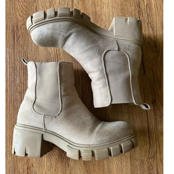 Madden Girl Tessa Tan Suede Platform Booties Size 5 - Picture 1 of 8